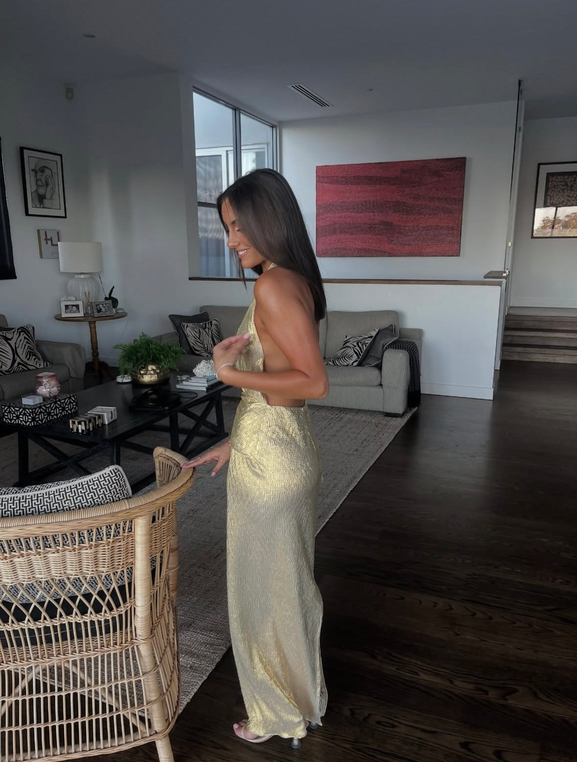 YLD Design Golden Halter Maxi