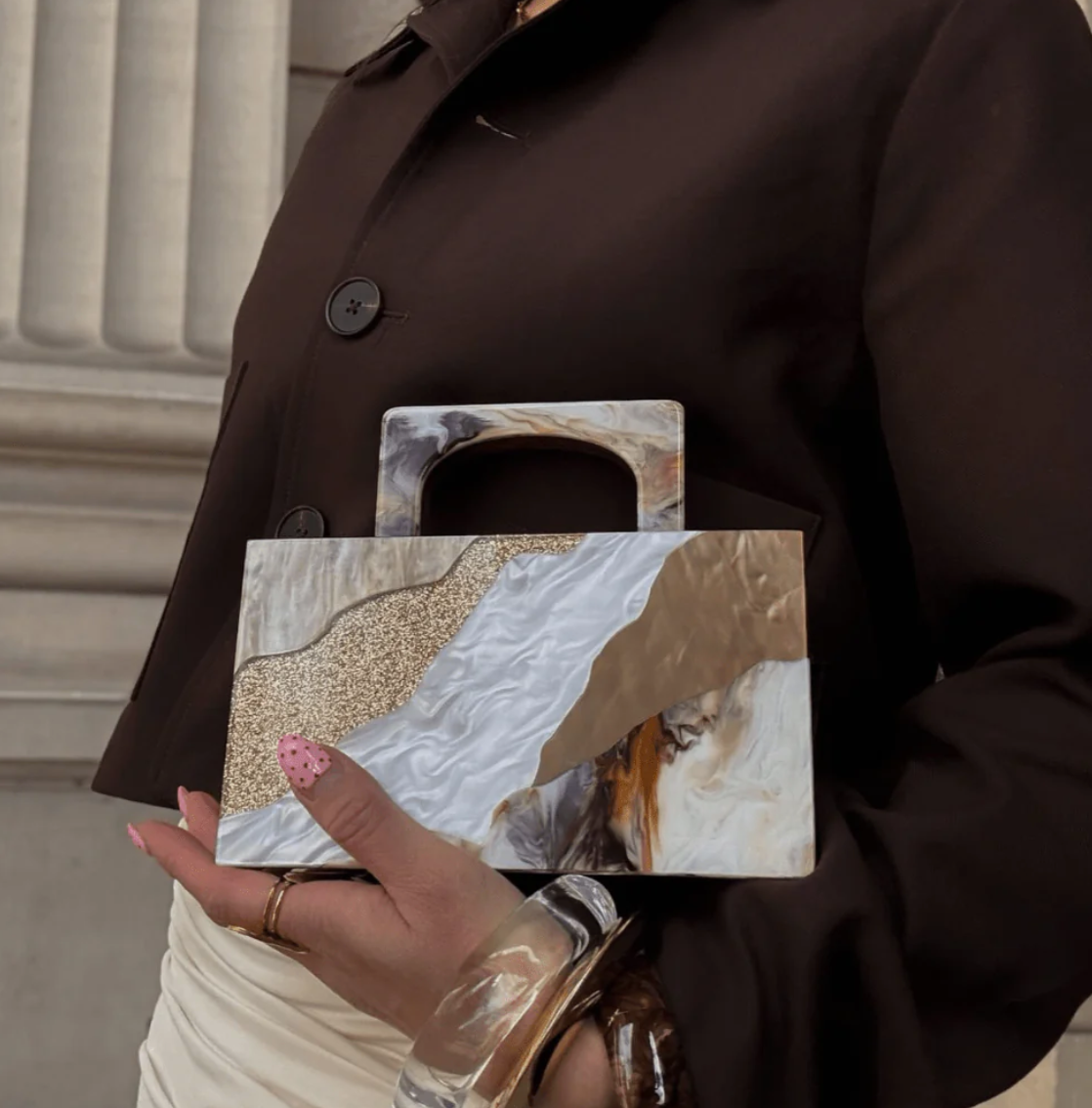 Olga Berg Fleur Acrylic Clutch