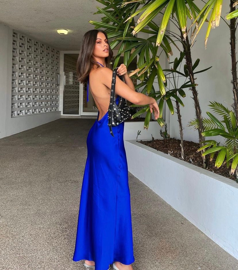 natalie rolt blue dress Irena Fit:Tall husky Maxi Dress for Women Womens Elegant Satin Party