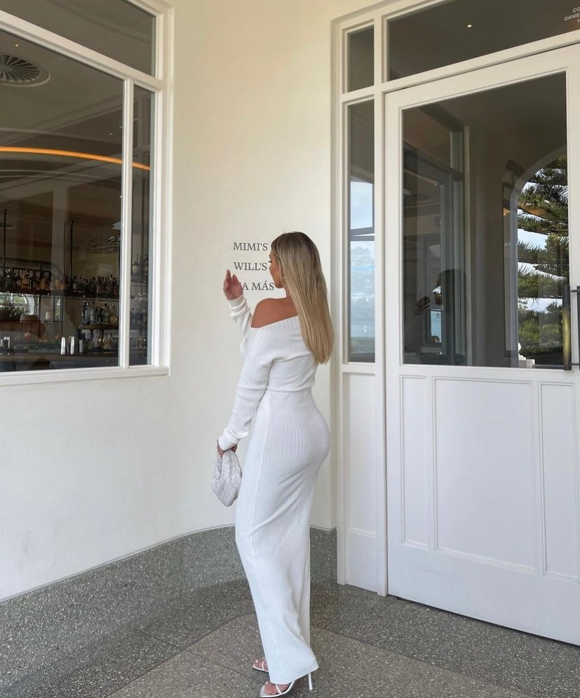 sir off shoulder dress SIR the Label Kelvin Off Shoulder Dress